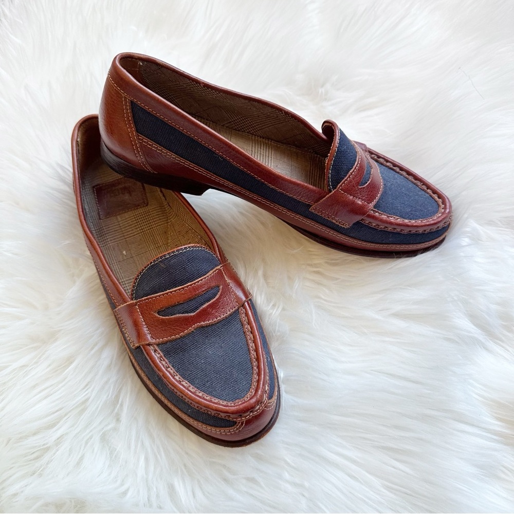 GH Bass & Co Weejuns Leather Contrast Penny Loafers Y2K size 8
